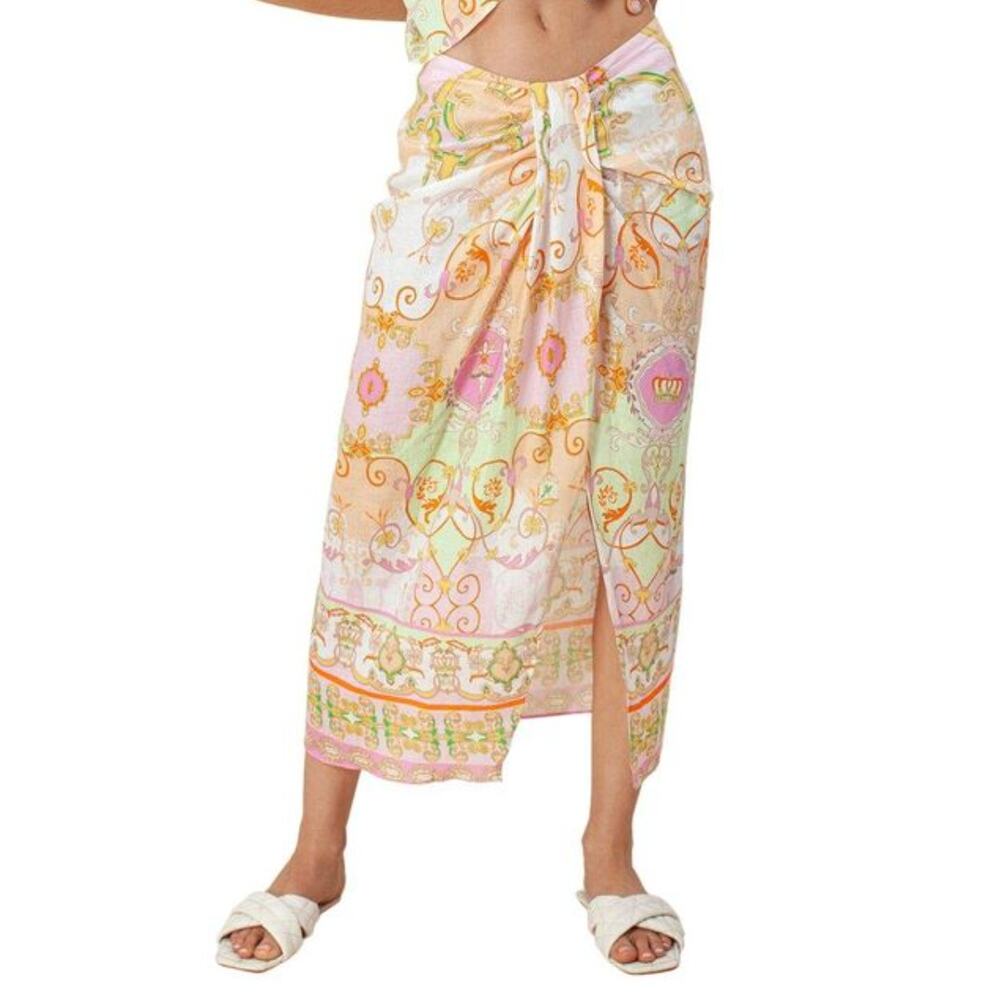 Hale Bob Sophrona Linen Drape Skirt Pastel Pink Sz XS Ballerina Unicorn Birdcage